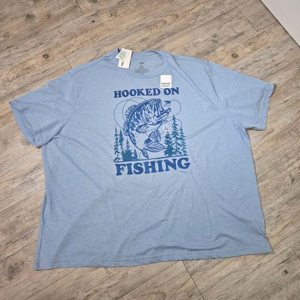 Sonoma Hooked On Fishing T-Shirt Size 4XB Blue